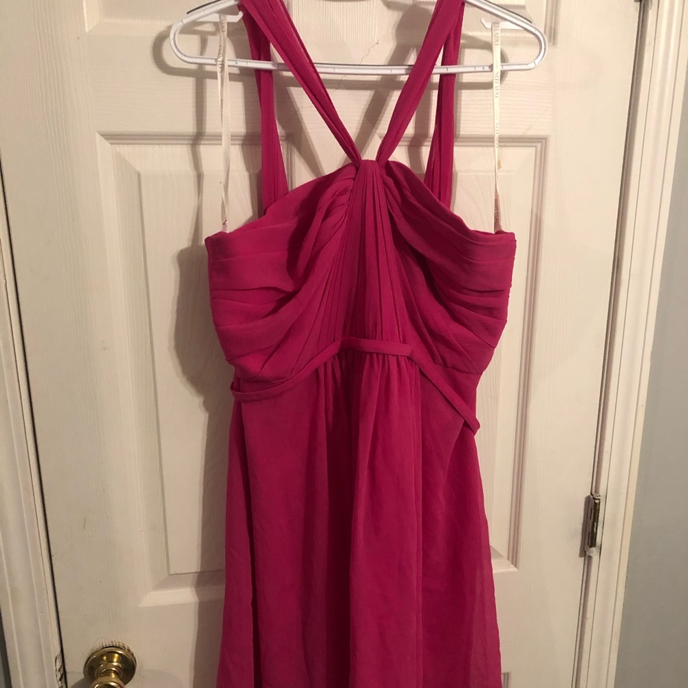 Fuchsia short bridesmaid dress